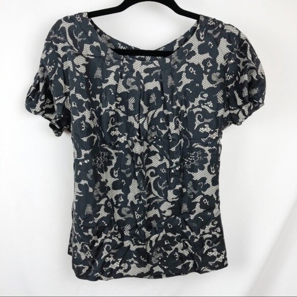 Banana Republic 100% Silk Black/Tan Career Blouse - Picture 1 of 6